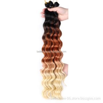 Hot sell Hair 20Inch 80G Pre-Loop Deep Wave Braiding Hair Wholesale Synthetic  ombre  Deep Wave